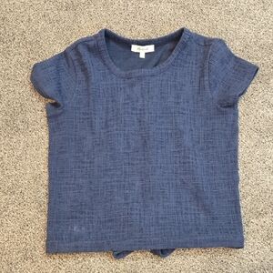 Madewell Women Navy Textured Tee Open Back Top Sz XXS